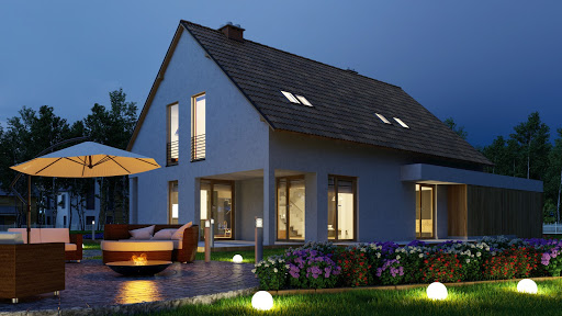 Home Brightly Lit with Motion Activated Outdoor Lights